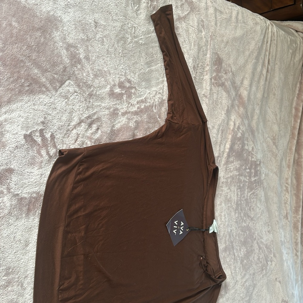 Ava & Viv Brown 3/4 Sleeve one shoulder down - Picture 6 of 8